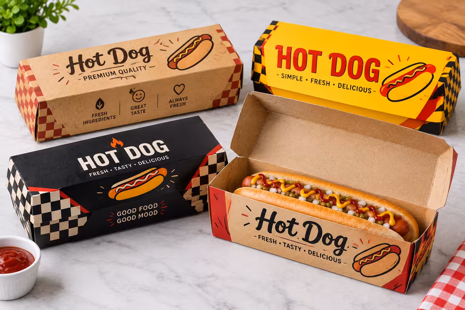 distinctive custom hot dog boxes that showcase your culinary style