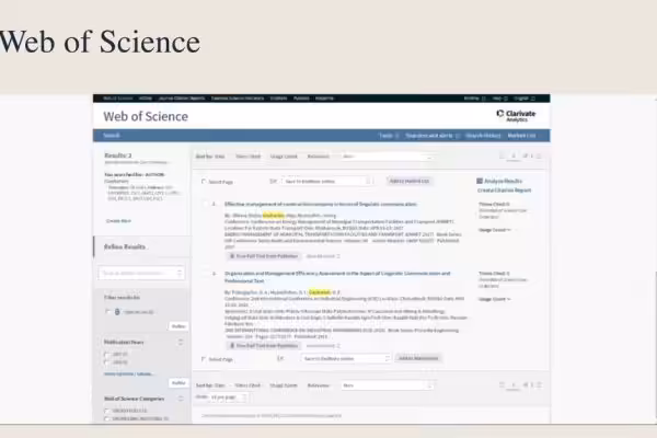 web of science journal
